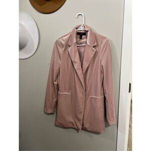 Forever 21 Women's Pink Single Button Velvet Blazer Jacket Size Small